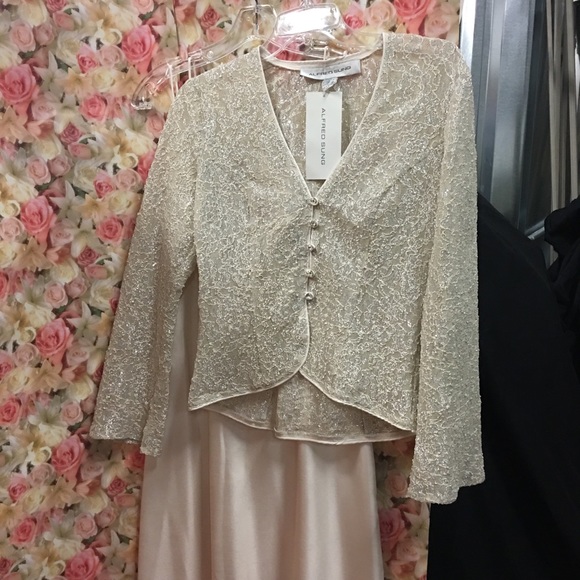 2pc long silky & sparkling evening dress - Picture 6 of 8